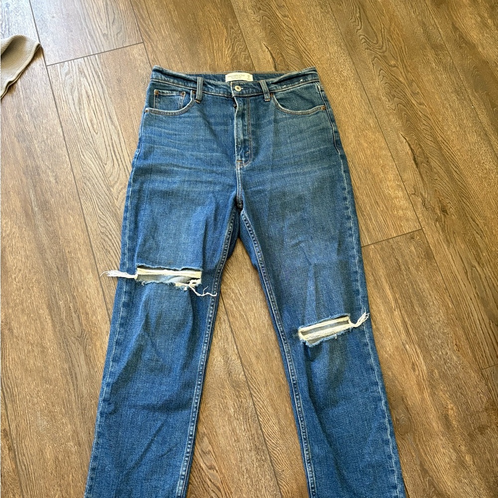 Abercrombie & Fitch Blue Ankle Cropped Jeans